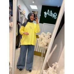 NAKIŞ DETAYLI MERSERİZE TUNİK SARI 