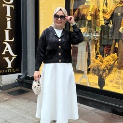 NAKIŞ DETAYLI MERSERİZE TUNİK SİYAH