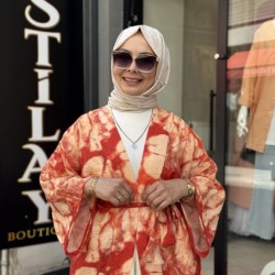 BATİK DESENLİ KİMONO TURUNCU