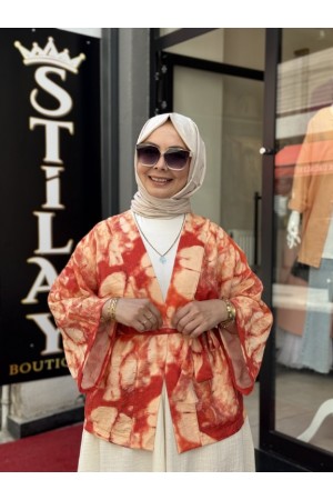 BATİK DESENLİ KİMONO TURUNCU