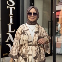 BATİK DESENLİ KİMONO KAHVE