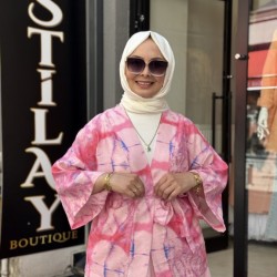 BATİK DESENLİ KİMONO PEMBE