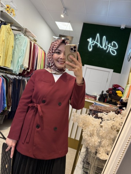 BAĞLAMALI BLAZER CEKET BORDO 