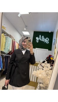 BAĞLAMALI BLAZER CEKET SİYAH 