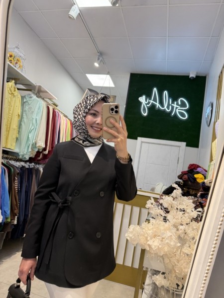BAĞLAMALI BLAZER CEKET SİYAH 