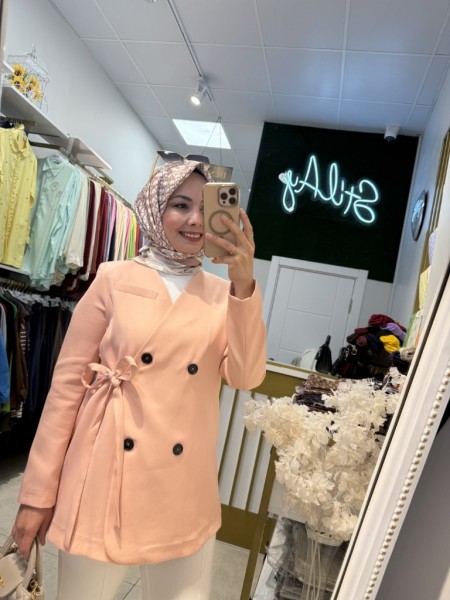 BAĞLAMALI BLAZER CEKET PUDRA 