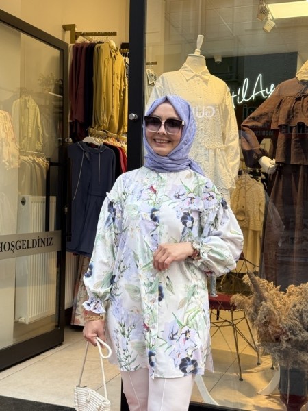 BEGONVİL DESENLİ GÖMLEK 