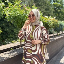 EBRU DESENLİ GÖMLEK KAHVE