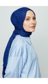 KOYU KOT MAVİ BLOOM DESEN ŞAL 