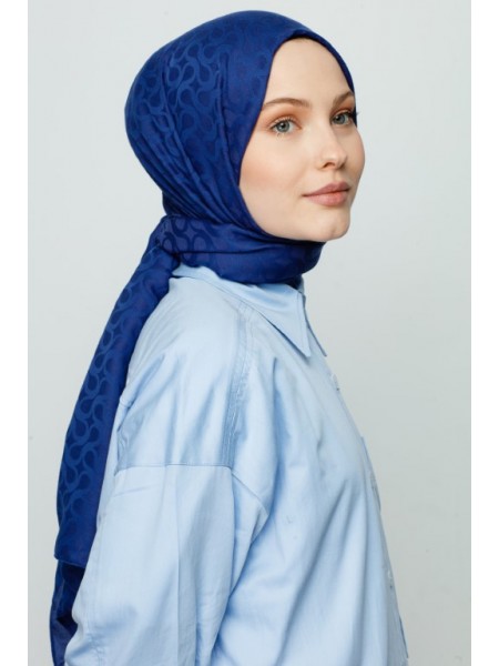 KOYU KOT MAVİ BLOOM DESEN ŞAL 