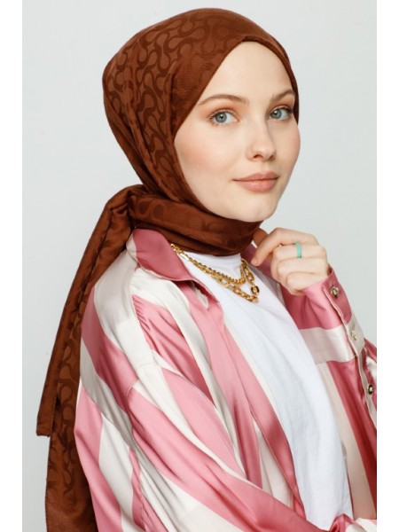 ÇİKOLATA KAHVE BLOOM DESEN ŞAL 