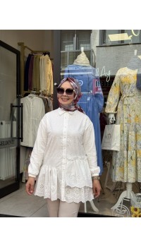 BRODE KAT DETAYLI GÖMLEK BEYAZ