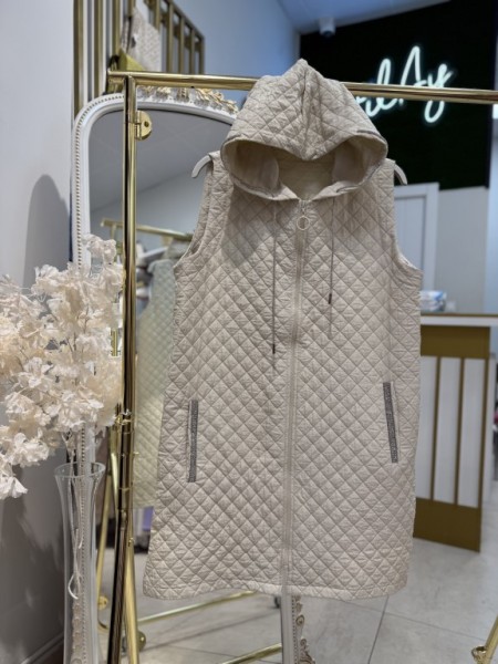 CEBİ TAŞLI KAPİTONE YELEK BEJ