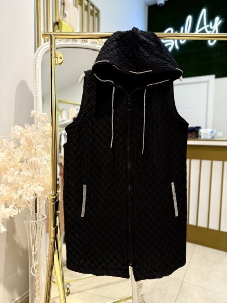 CEBİ TAŞLI KAPİTONE YELEK SİYAH