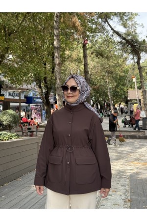 CEP DETAYLI ÇITÇITLI KAP KAHVE