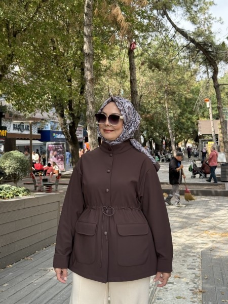 CEP DETAYLI ÇITÇITLI KAP KAHVE