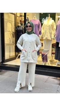 YIRTMAÇLI TRİKO PANTOLON TAŞ