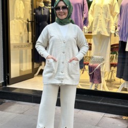 YIRTMAÇLI TRİKO PANTOLON TAŞ