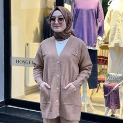 CEPLİ TRİKO HIRKA CAMEL