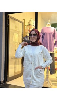 CEPLİ TRİKO HIRKA BEYAZ