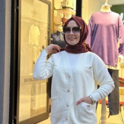 CEPLİ TRİKO HIRKA BEYAZ