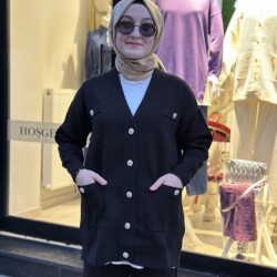 CEPLİ TRİKO HIRKA SİYAH