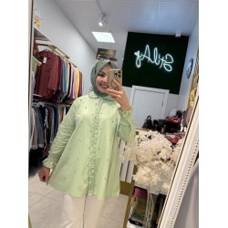 FIRFIR DETAYLI TAŞLI GÖMLEK MİNT YEŞİLİ