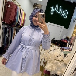 FIRFIR DETAYLI TAŞLI GÖMLEK LİLA