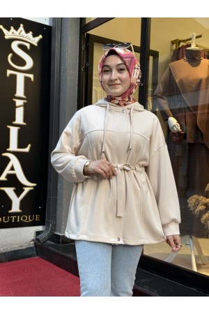 KAPŞONLU MODAL GİY ÇIK KAP BEJ