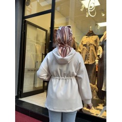 KAPŞONLU MODAL GİY ÇIK KAP BEJ