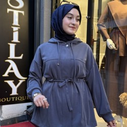 KAPŞONLU MODAL GİY ÇIK KAP İNDİGO