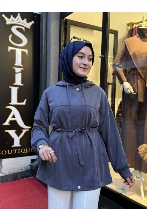 KAPŞONLU MODAL GİY ÇIK KAP İNDİGO