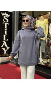 KAPŞONLU MODAL SWEAT İNDİGO