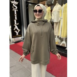 KAPŞONLU MODAL SWEAT HAKİ