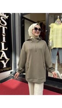 KAPŞONLU MODAL SWEAT HAKİ