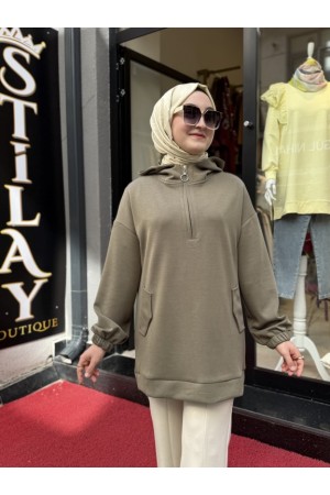 KAPŞONLU MODAL SWEAT HAKİ