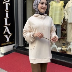 KAPŞONLU MODAL SWEAT BEJ