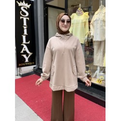 KAPŞONLU MODAL SWEAT VİZON 