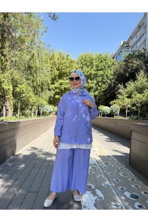 KAPŞONLU TENSEL TAKIM LİLA 
