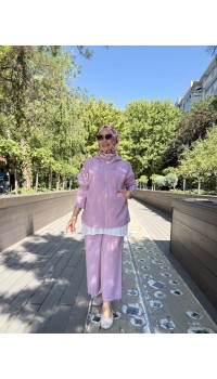 KAPŞONLU TENSEL TAKIM SOFT PEMBE 