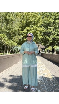 KAPŞONLU TENSEL TAKIM MİNT YEŞİLİ