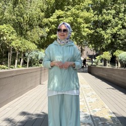 KAPŞONLU TENSEL TAKIM MİNT YEŞİLİ