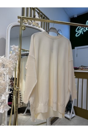 KOLU DÜĞMELİ MERSERİZE TUNİK EKRU