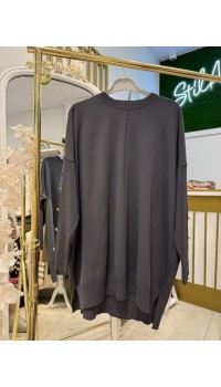 KOLU DÜĞMELİ MERSERİZE TUNİK ANTRASİT