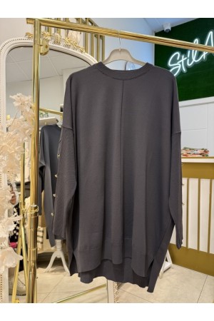 KOLU DÜĞMELİ MERSERİZE TUNİK ANTRASİT