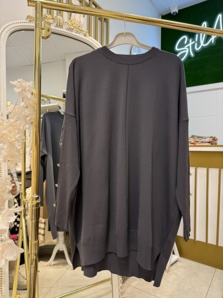 KOLU DÜĞMELİ MERSERİZE TUNİK ANTRASİT