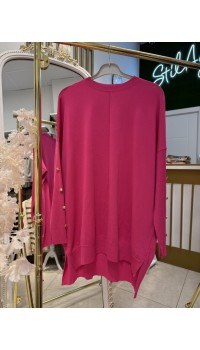KOLU DÜĞMELİ MERSERİZE TUNİK FUŞYA