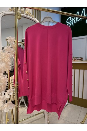 KOLU DÜĞMELİ MERSERİZE TUNİK FUŞYA