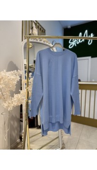 KOLU DÜĞMELİ MERSERİZE TUNİK BEBE MAVİSİ