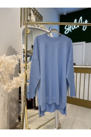 KOLU DÜĞMELİ MERSERİZE TUNİK BEBE MAVİSİ